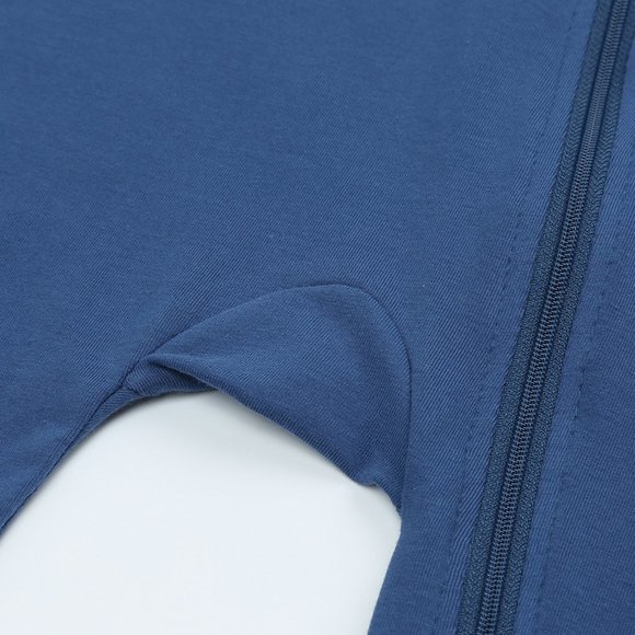 NWT*BABY ROMPER Long Sleeve Blue Cotton Mitted Footed Double Zipper Bodysuit Boy - Picture 10 of 15